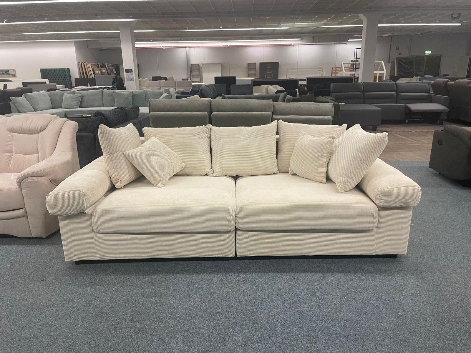 Beige Big Sofa mit Kissen & abnehmbaren Armlehnen
