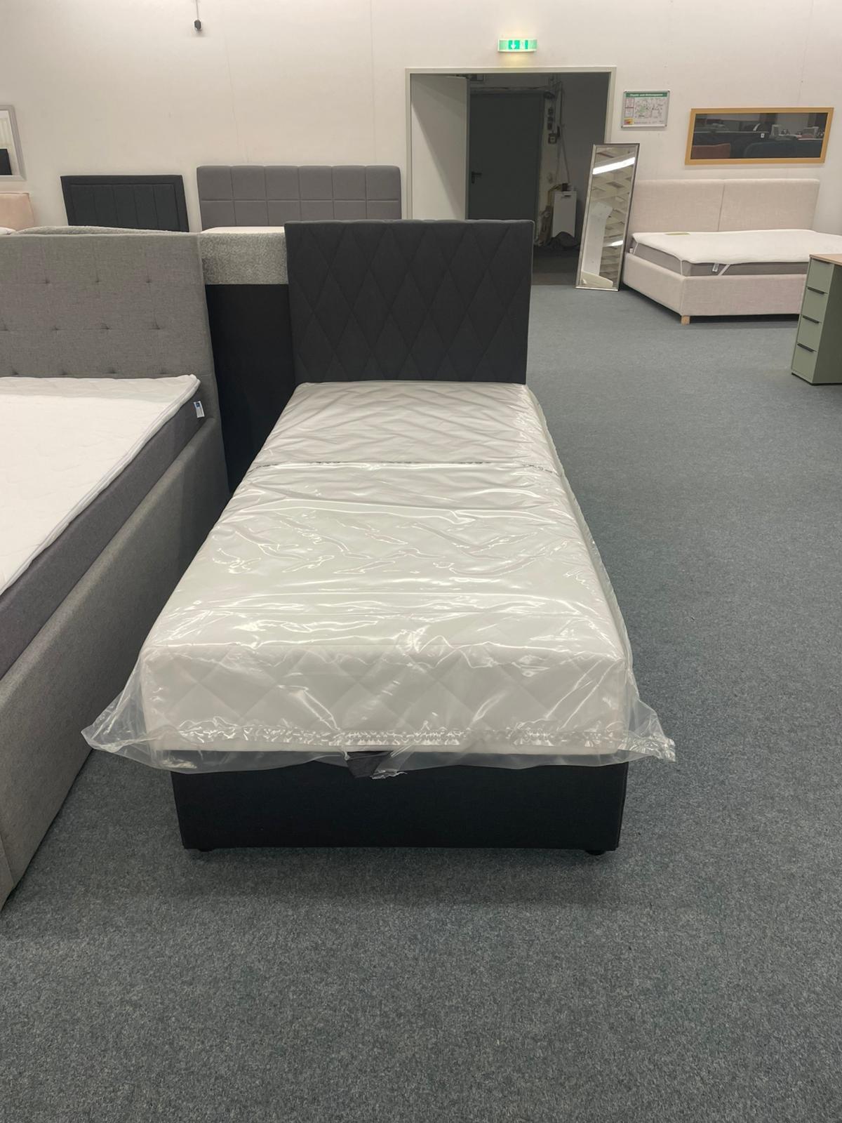 Boxspringbett 90x200 mit Bettkasten - Anthrazit
