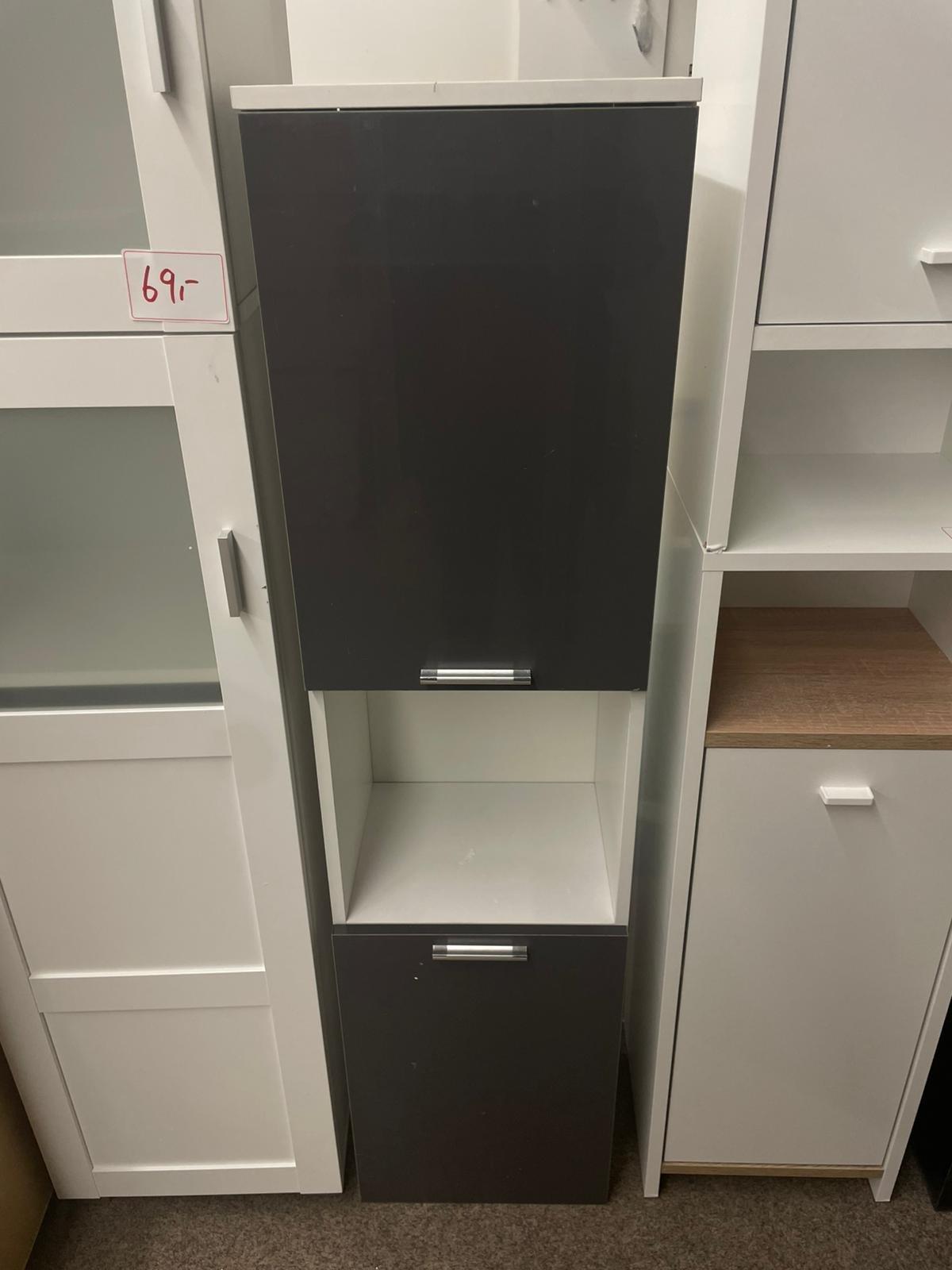 Badezimmerhängeschrank in Weiß Hochglanz/Grau