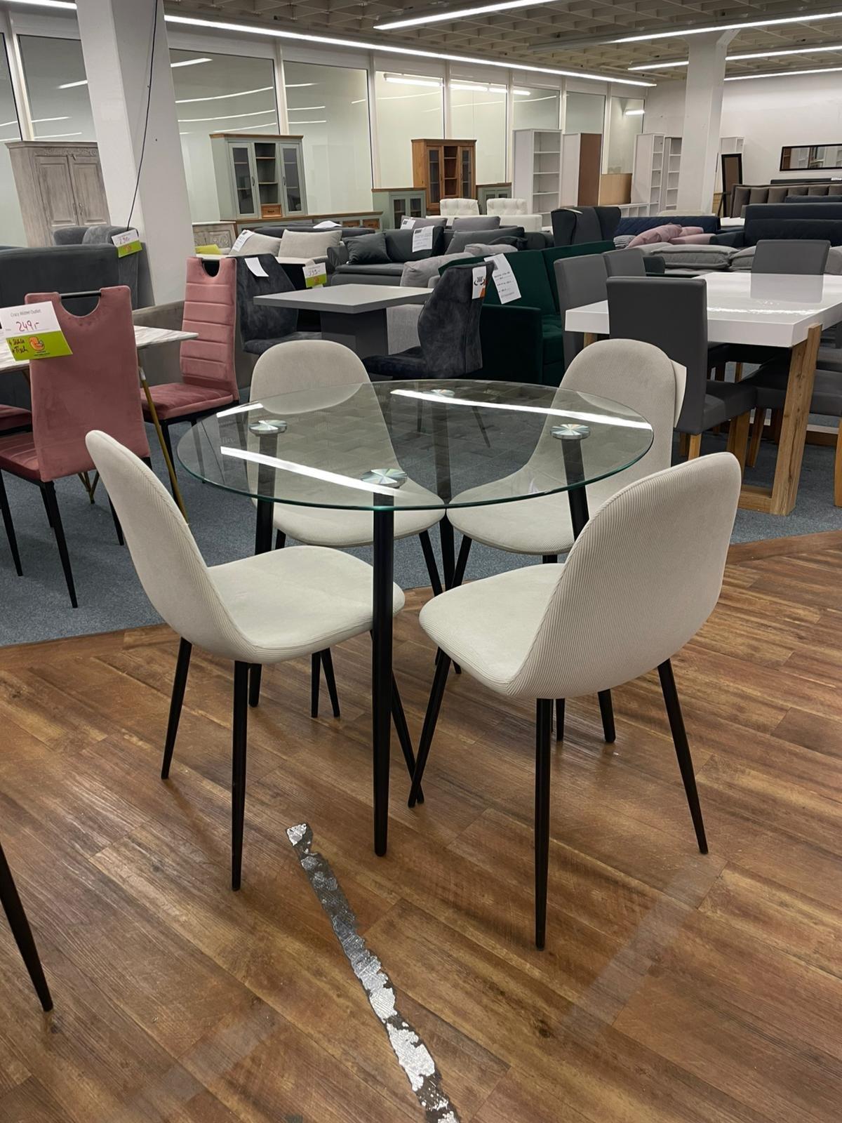 Eleganter Rund-Esstisch mit 4 Stühlen