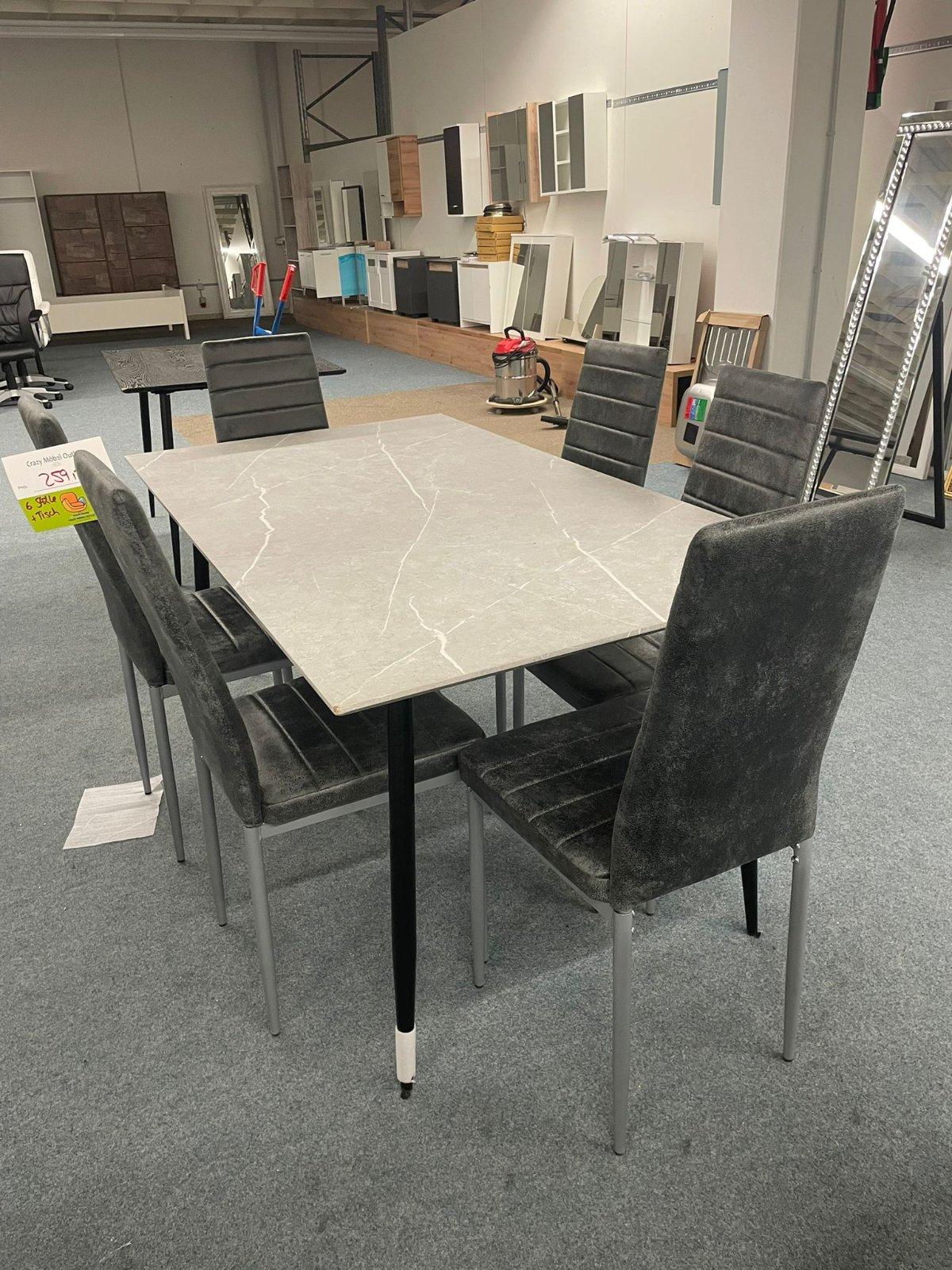 Eleganter Esstisch mit 6 Stühlen in Grau