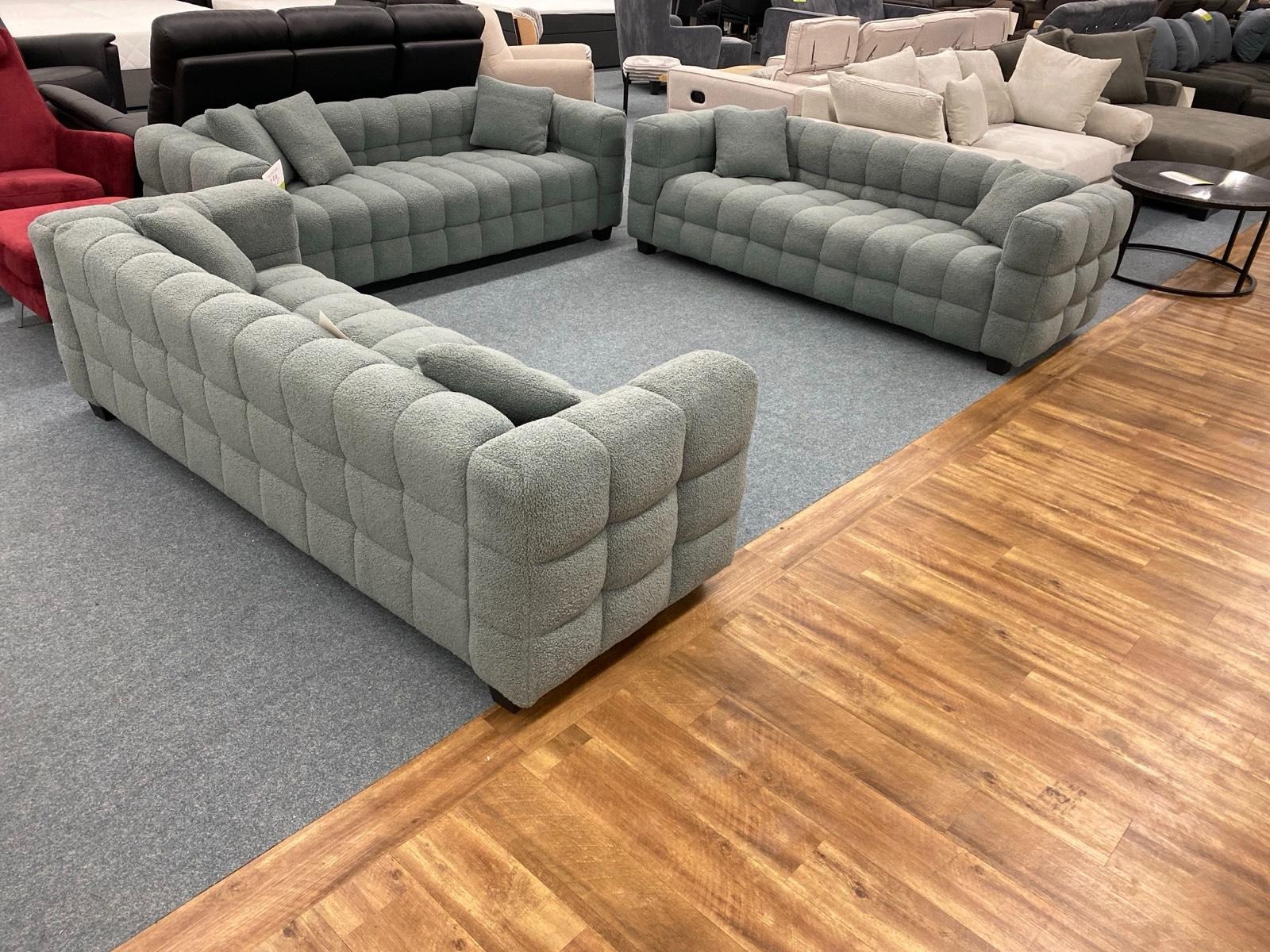 3-Sitzer Sofa Set aus Teddy Stoff