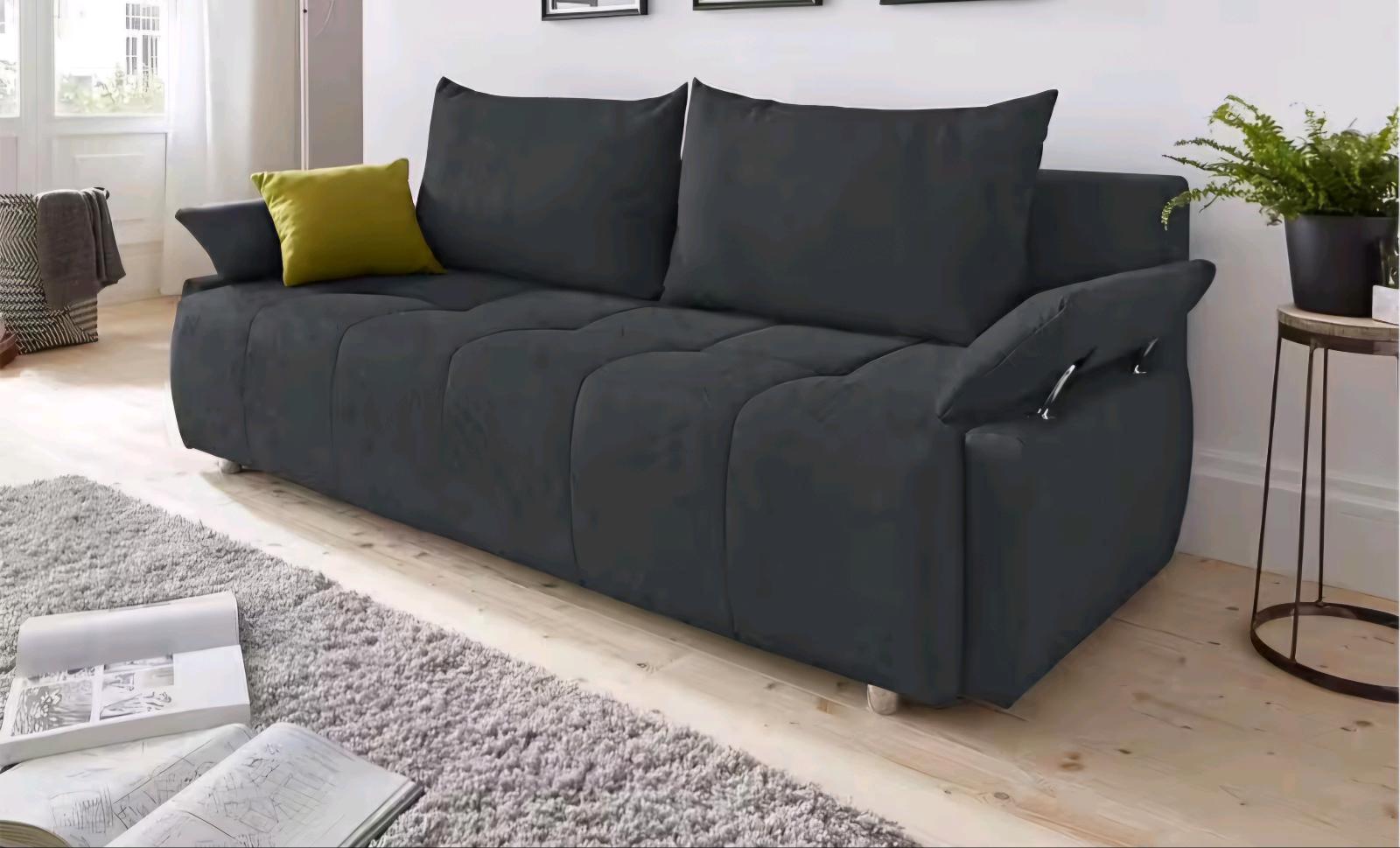 Schlafsofa mit Bettfunktion in Anthrazit