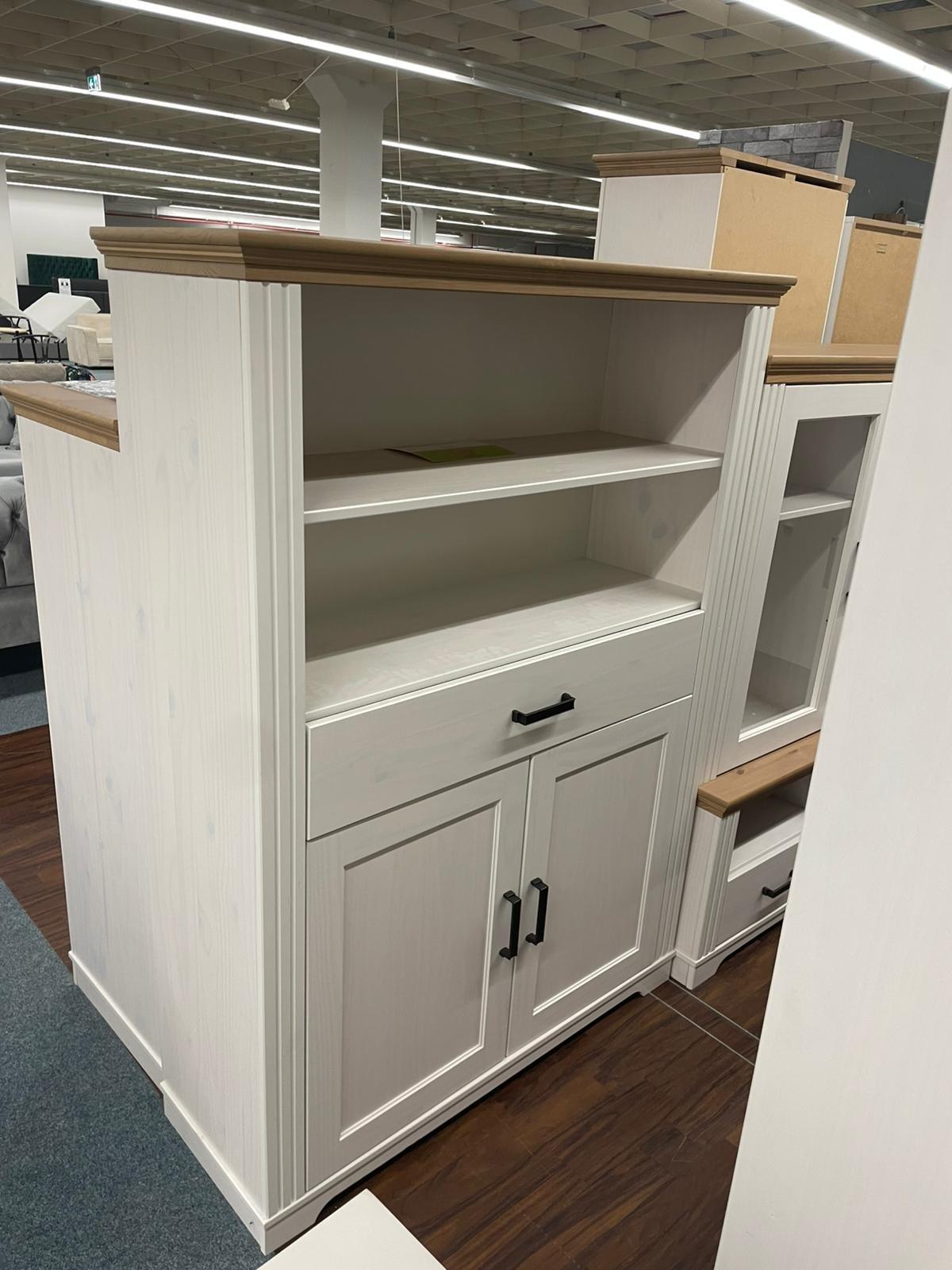 Massivholz Vitrine in Weiß