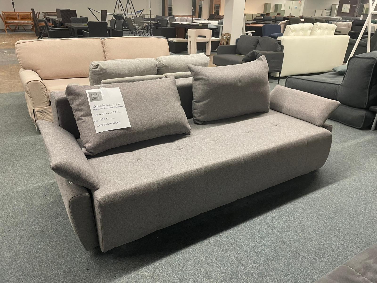 Grau Schlafsofa mit Bettfunktion & Bettkasten