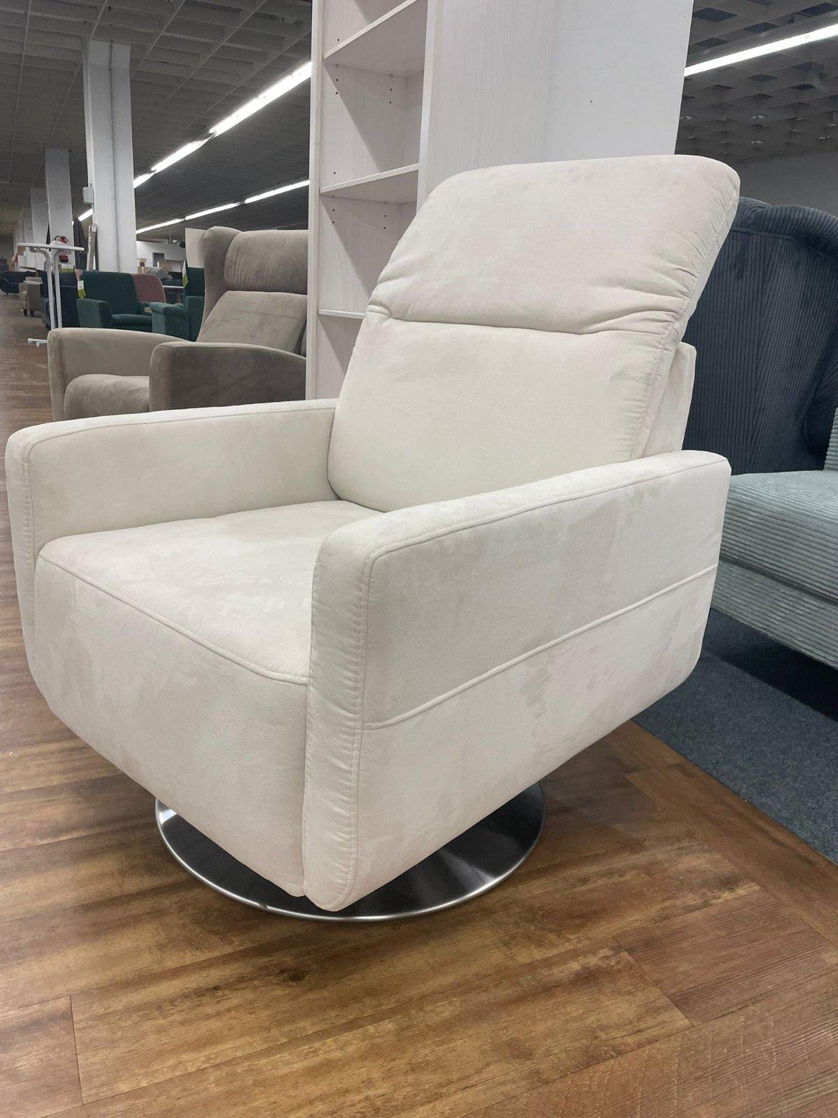 Beiger Drehsessel mit Kopfstütze