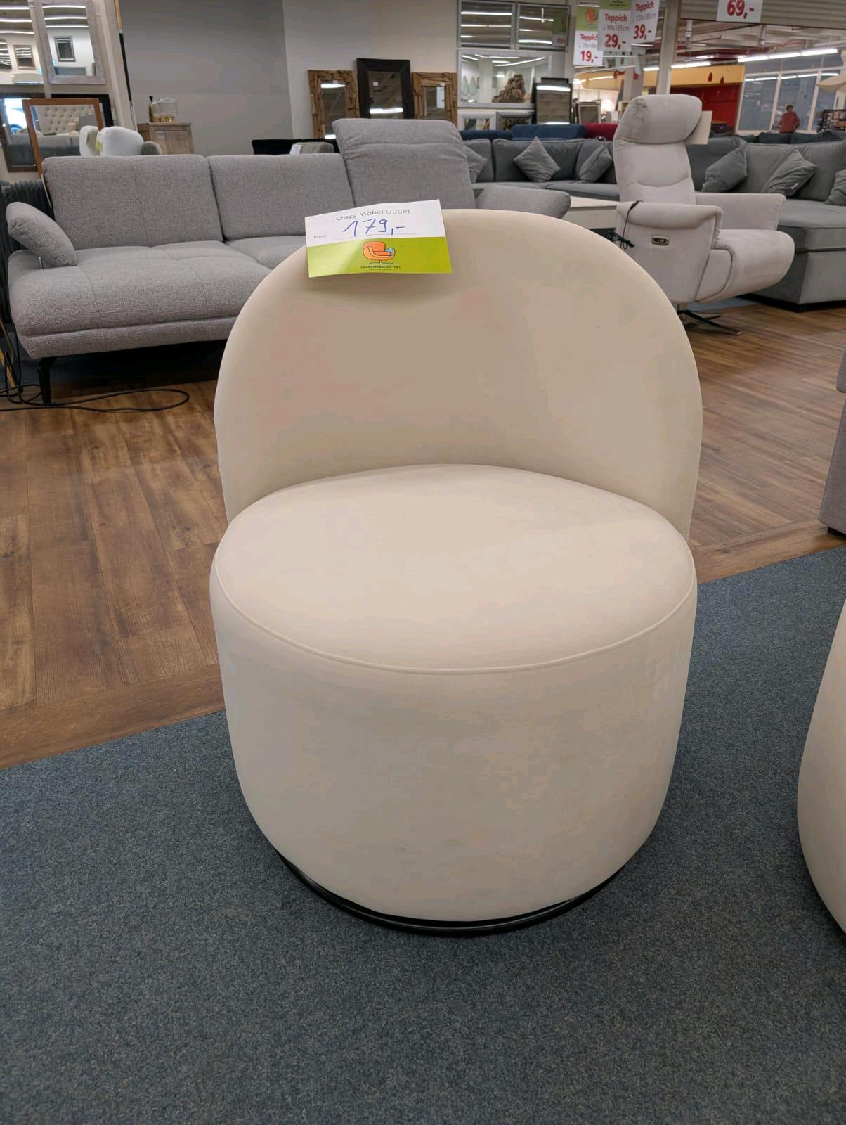 Drehbarer Samt-Sessel Creme Beige