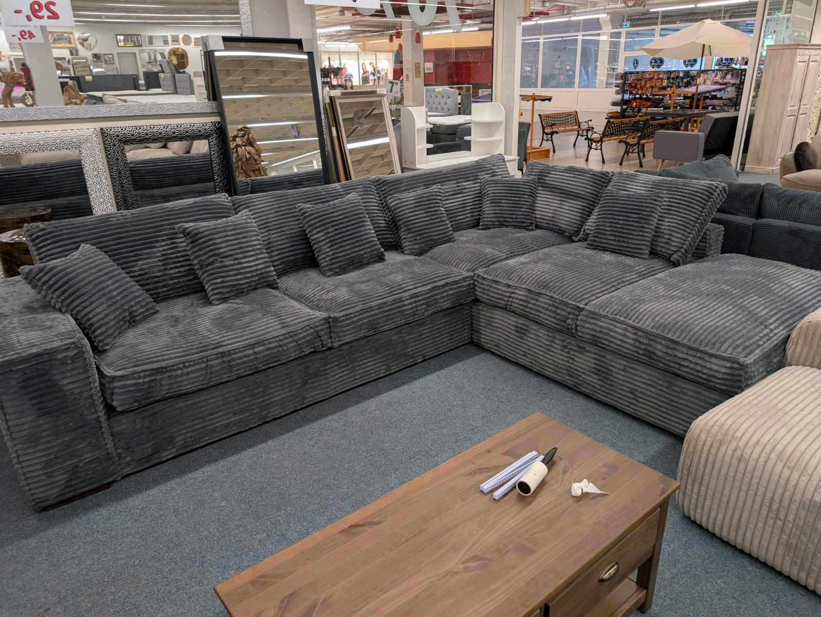 Ecksofa L-Form Cord Anthrazit - Nur 1.659€