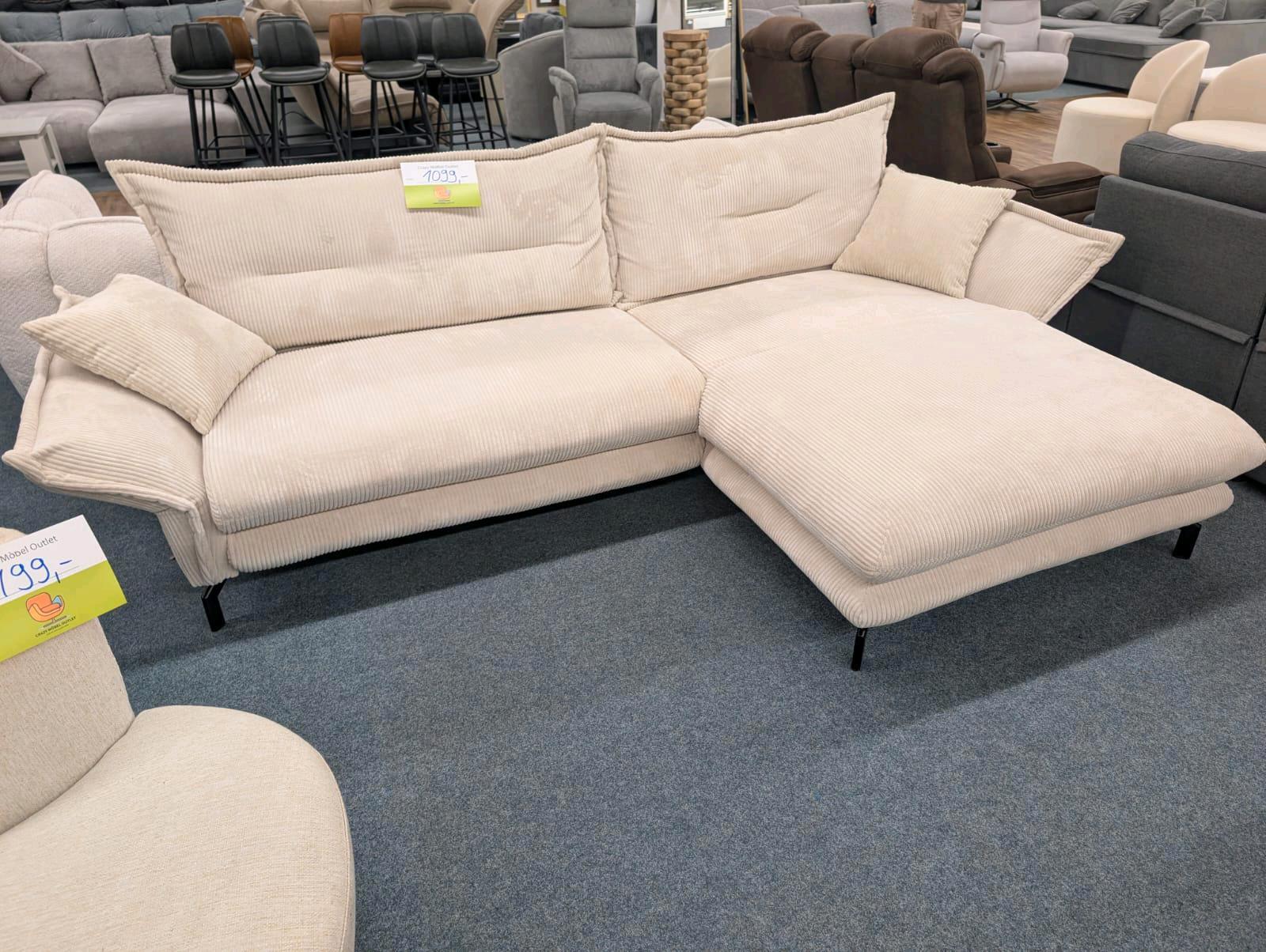 Modernes Ecksofa L-Form Cord Beige