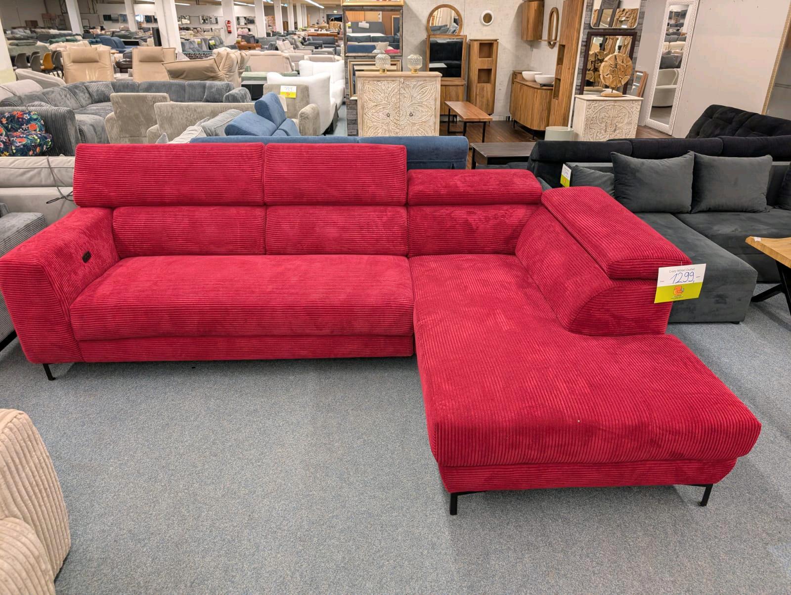 Ecksofa L-Form elektrisch Cord in Rot