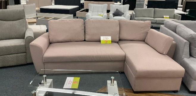 Rosa Ecksofa mit Schlaffunktion & Bettkasten