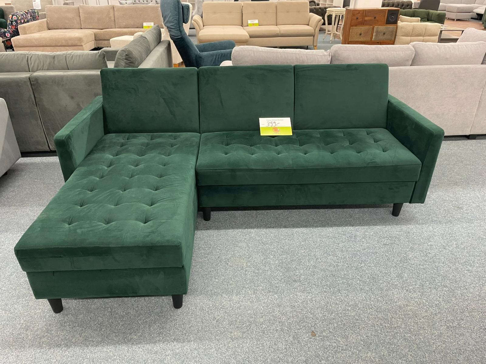 Ecksofa Grün mit Bettfunktion & Bettkasten