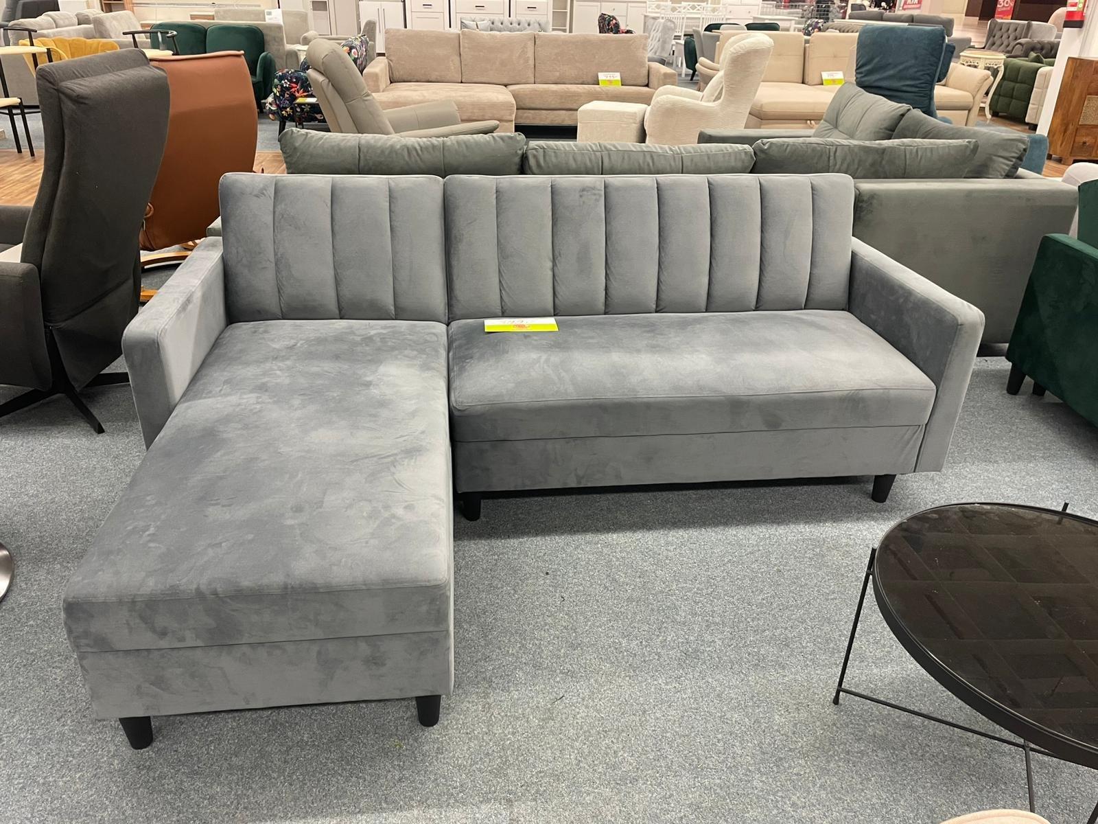 Grau Ecksofa mit Schlaffunktion & Bettkasten