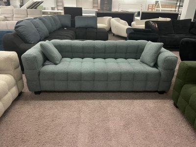 Blaues 3-Sitzer Sofa in Teddyoptik