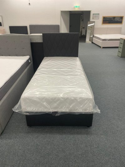 Boxspringbett 90x200 mit Bettkasten - Anthrazit