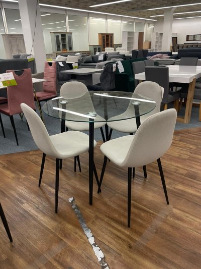 Eleganter Rund-Esstisch mit 4 Stühlen