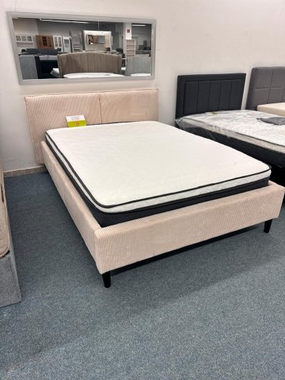 CORD Bett 140x200 mit Lattenrost & Matratze - Creme