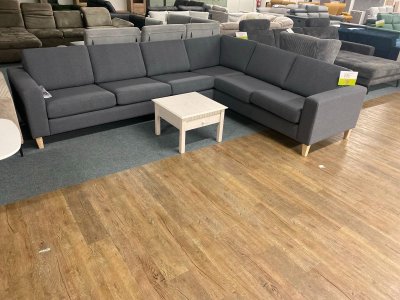 XL Ecksofa mit Kissen - Wellenunterfederung