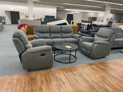 3-Sitzer Sofa Set mit Relaxfunktion - Grau