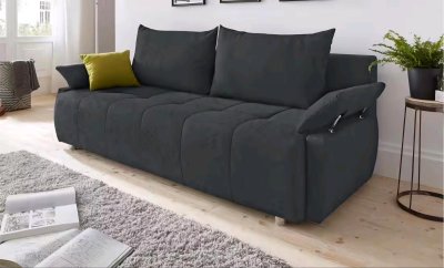 Schlafsofa mit Bettfunktion in Anthrazit