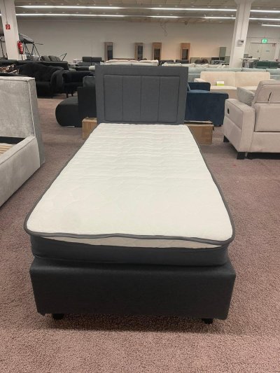 Boxspringbett 90x200 cm mit Matratze - Anthrazit