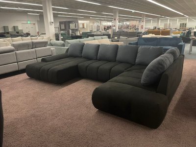 Elegante U-Form Wohnlandschaft in Schwarz/Grau