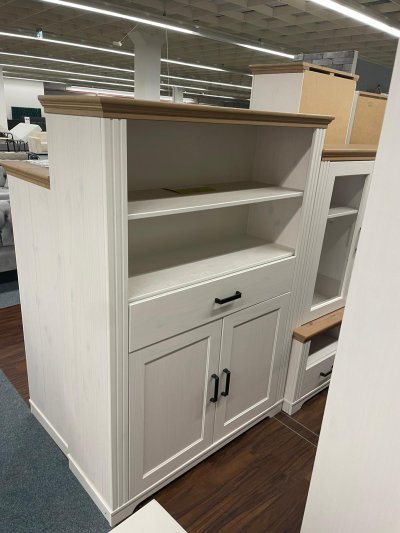 Massivholz Vitrine in Weiß