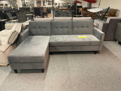 Grau Samt Ecksofa mit Schlaffunktion