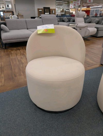 Drehbarer Samt-Sessel Creme Beige
