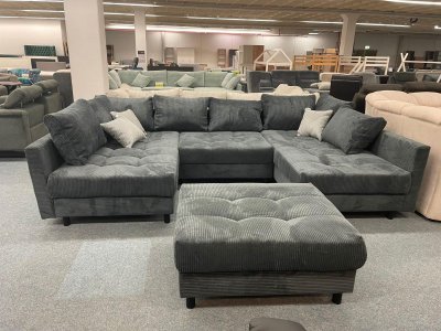 Elegante Wohnlandschaft mit Hocker - Anthrazit