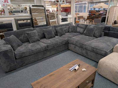 Ecksofa L-Form Cord Anthrazit - Nur 1.659€