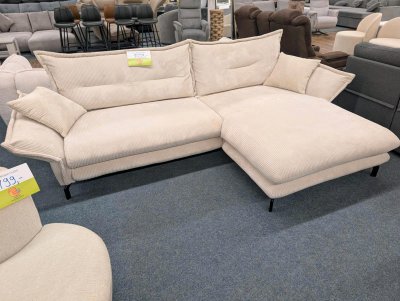 Modernes Ecksofa L-Form Cord Beige