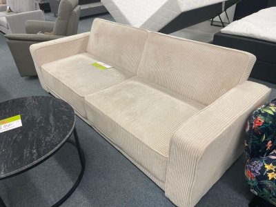 Beige Schlafsofa mit Kissen - Cord-Samt