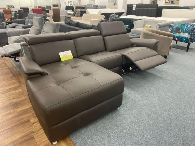 Ecksofa mit Relaxfunktion aus Naturleder