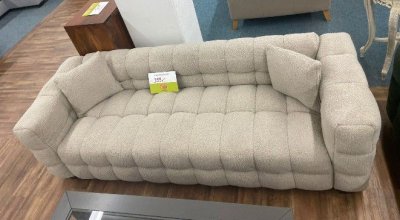 Beige 3-Sitzer Sofa in Teddyoptik