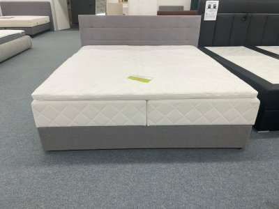 Bett 180x200 mit Matratze und Bettkasten - Grau