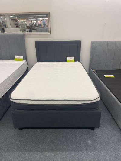 Boxspringbett 120x200 cm - Anthrazit mit Matratze