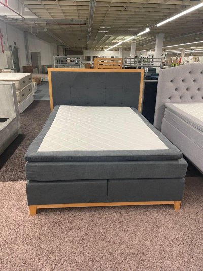 Boxspringbett 140x200 grau inkl. Topper