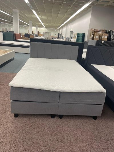 Boxspringbett 140x200 mit Bettkasten, Grau