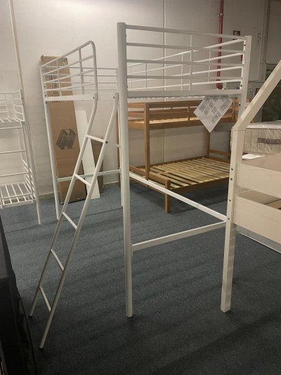 Hochbett 90x200 Metall weiß mit Leiter